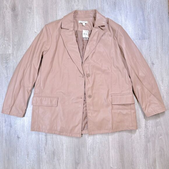 Tan Leather Blazer 1X - Picture 2 of 5
